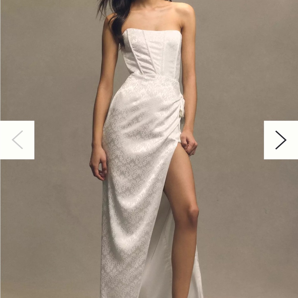 V. Chapman June Dress in White Mini Floral Brocade